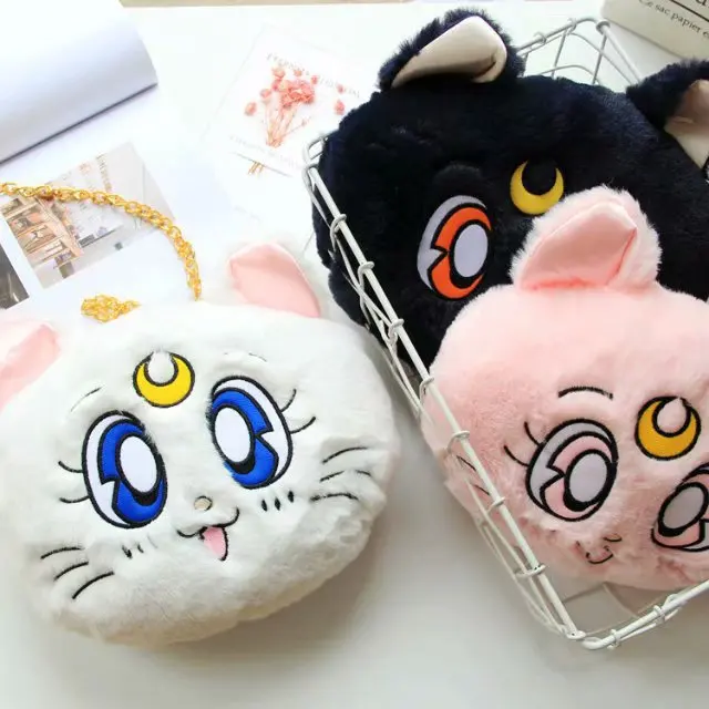 Пушистая девочка солдат Луна кошка сумка японские мягкие девушки одно плечо