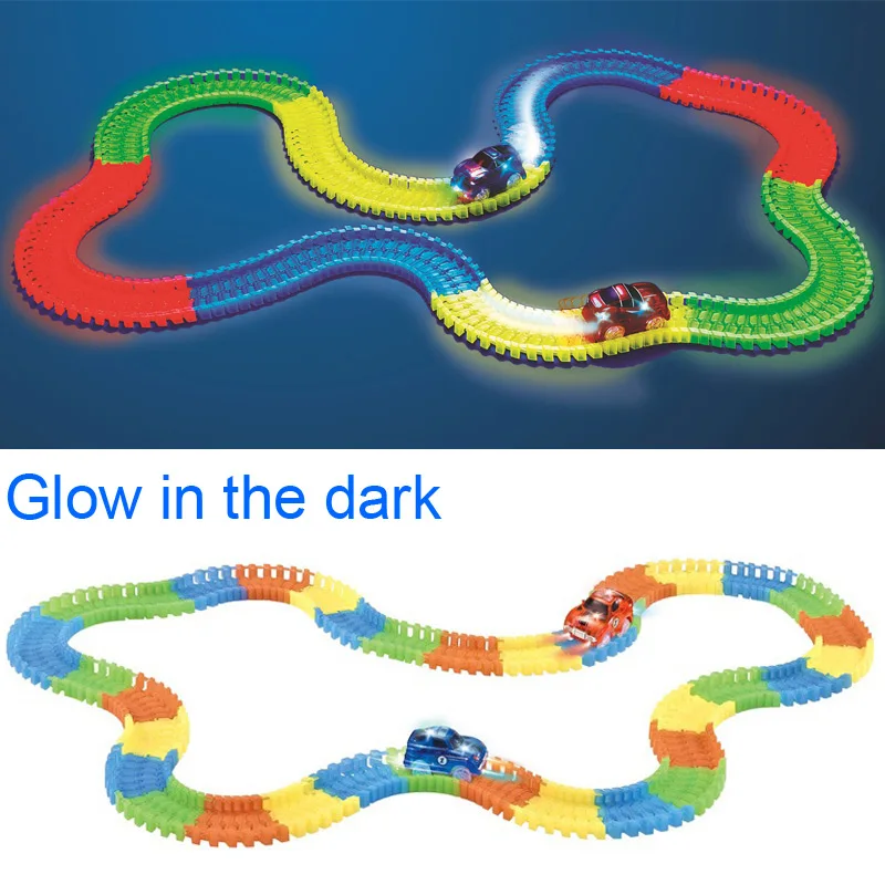 Kitoz 220 шт. автомобильный трек слот игрушка светятся в темноте красочные сборки