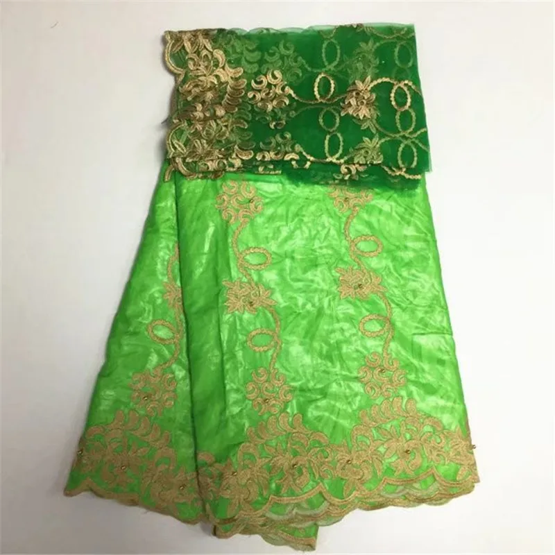 Новый стиль высокого качества африканская вышивка Базен кружева с борта ткань + 2