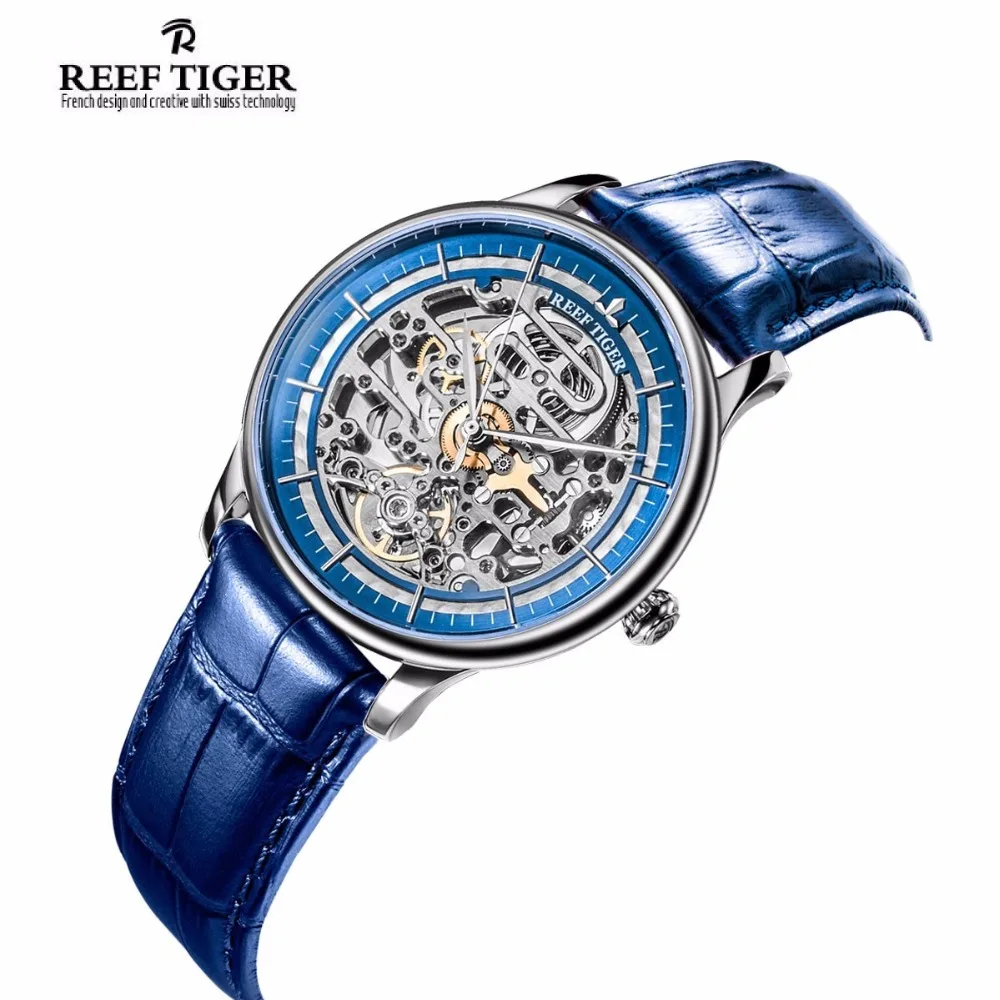 Мужские часы Reef Tiger брендовые дизайнерские автоматические стальной корпус