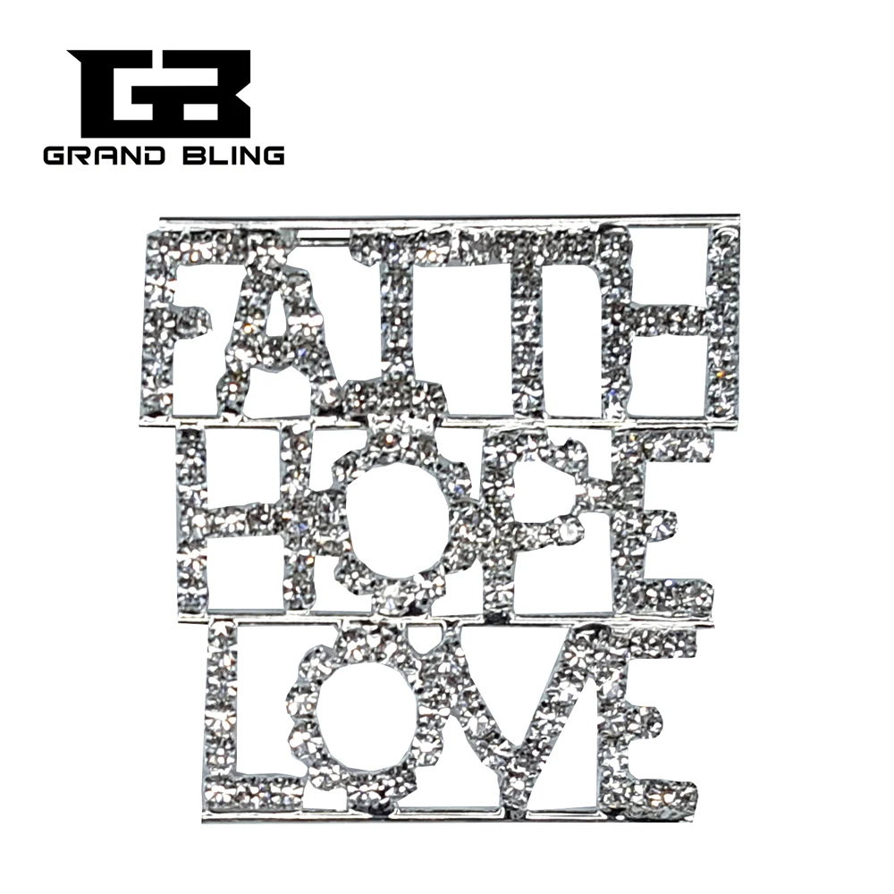 Хрустальная булавка с надписью Вера надеюсь на любовь уникальная брошь