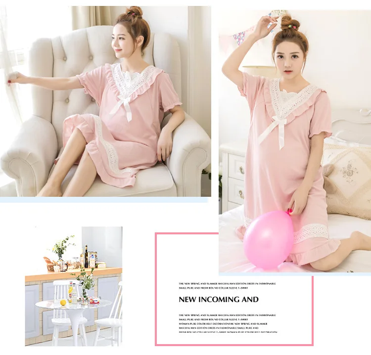 Big Size Maternity Nursing Nightdress Summer for Pregnant Women dress Pregnancy Pajamas Breast Feeding Nightgown Dress