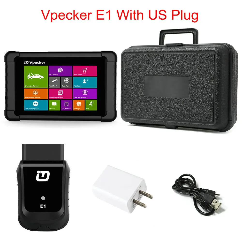 US Plug E1 PC Set Vpecker E1 OBD2 wifi Автомобильный сканер многоязычный ABS SRS EPB DPF Сброс системы контроля срока службы масла ODB2 автомобильный диагностический инструмент PK Ancel X5 - Цвет: US Plug E1 PC Set
