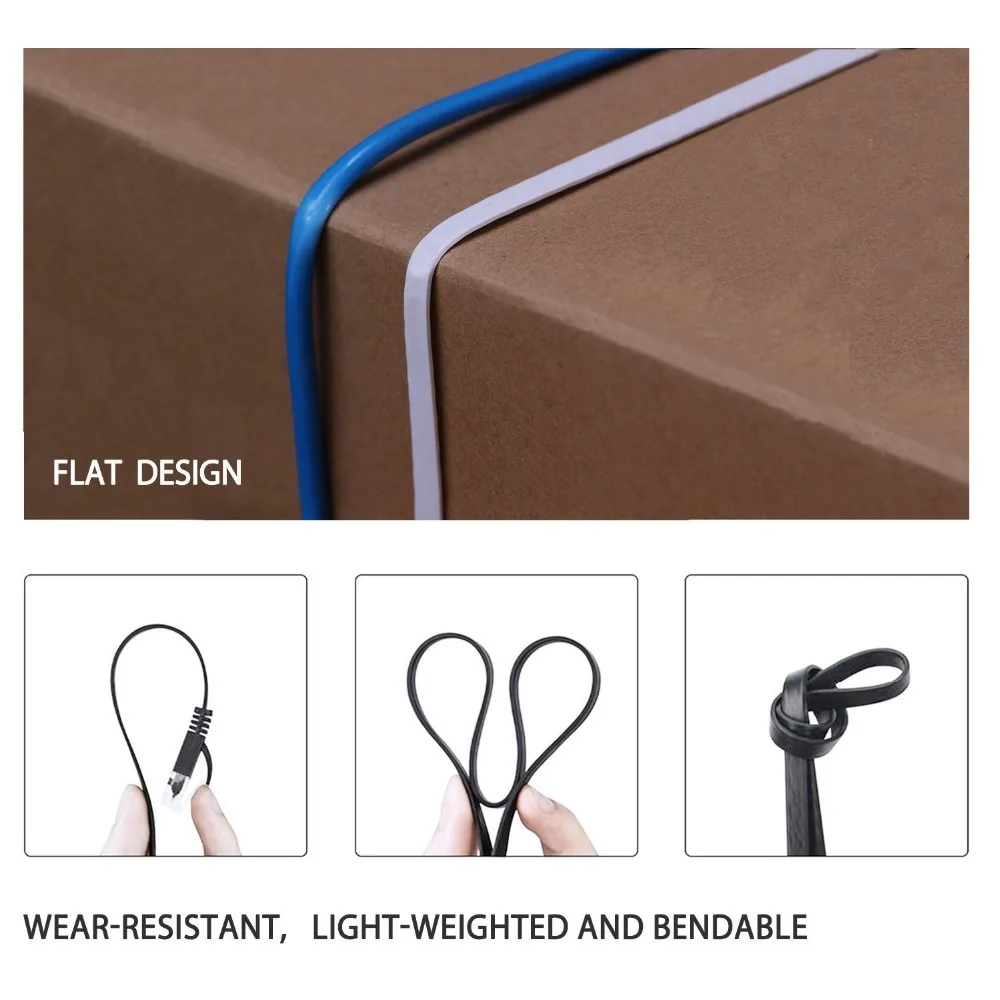 6pack 3m 10FT cable CAT6 Flat UTP Ethernet Network Cable RJ45 Patch LAN cable black/ blue / white color