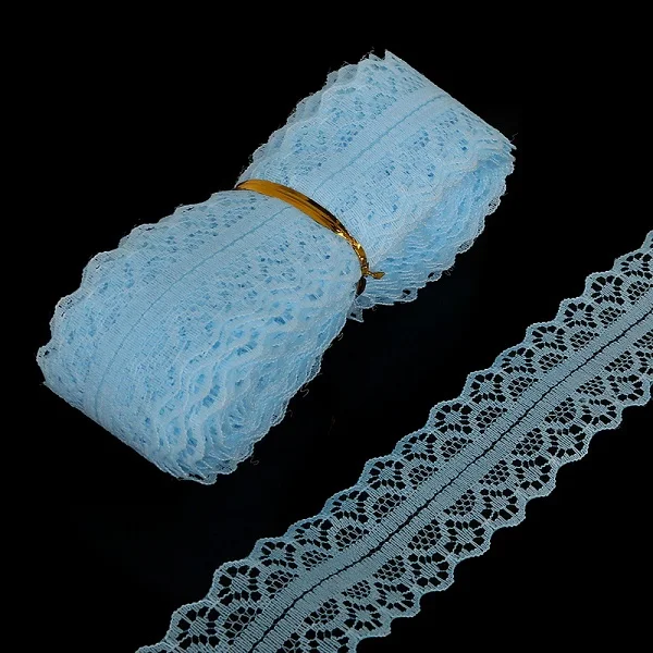 Light Blue 12 ярдов/Лот, новинка, распродажа, 14 цветов, высокое качество, кружевная лента, Ширина 28 мм, сделай сам, вышитая сетка, кружевная отделка, ткань для шитья, украшения - Цвет: Light Blue