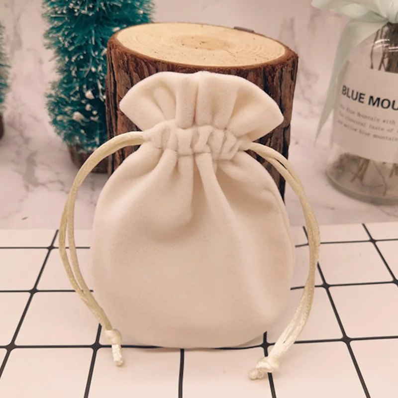 Beige Слоновой кости Calabash упаковка Шнурок Бархатный Мешок Саше подарочный мешок ювелирные изделия свадебные конфеты вечерние Бусины Контейнер для хранения 6x13 9x11cm - Цвет: Beige