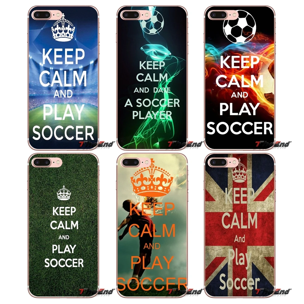 Для iPhone X 4 4S 5 5S 5C SE 6 6S 7 8 Plus Samsung Galaxy J1 J3 J5 J7 A3 A5 2016 2017 Keep Calm and Play Soccer чехол с футбольной