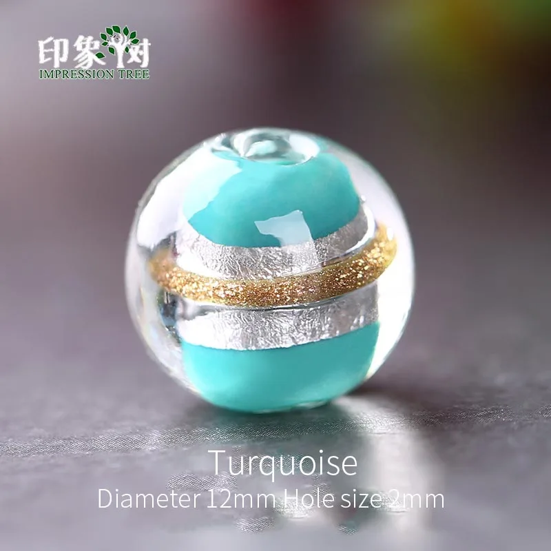 Turquoise 10pcs Стеклянные бусины с серебристой фольгой, 10 шт., 12 мм, разноцветные шармы с песочным узором ручной работ для самостоятельного изготовления ювелирных украшений, модель 16018 - Цвет: Turquoise 10pcs