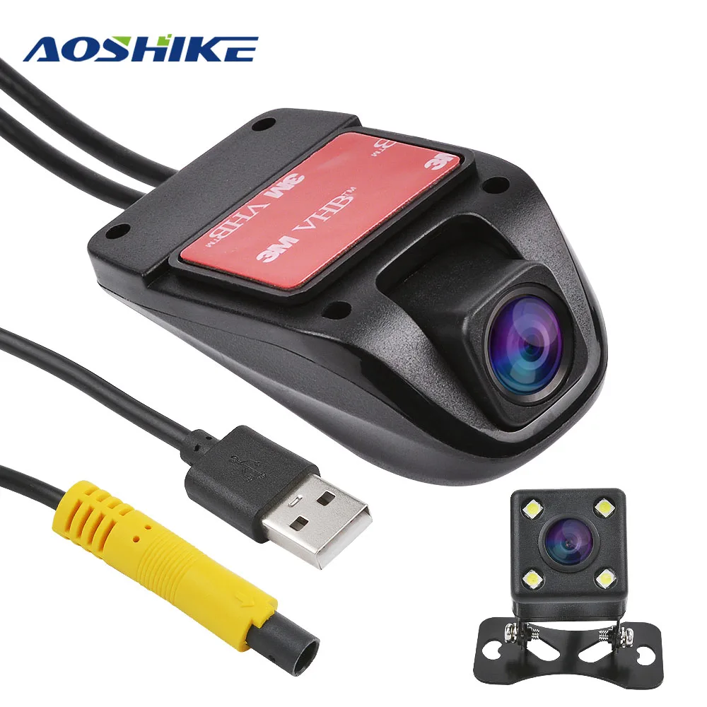 Автомобильный мини видеорегистратор AOSHIKE с USB камерой для Android HD углом обзора 140