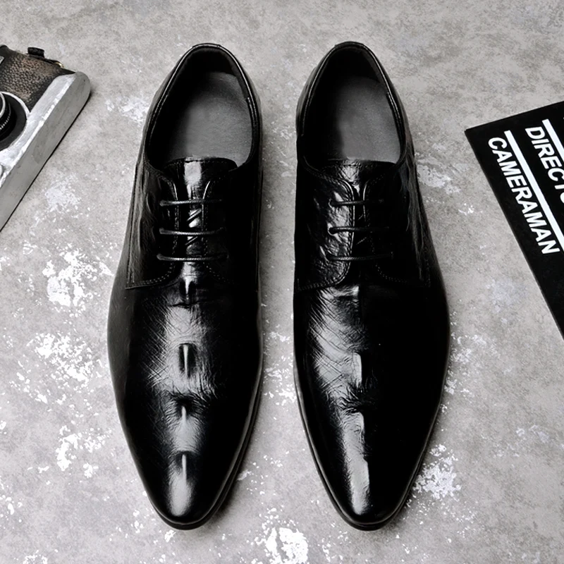 melhor Homens Sapatos De Negócios Couro De Vaca De Crocodilo Respirável Confortável Moda Apartamentos Sapatos De Vestido De Casamento Sapatos Casuais Para Homem