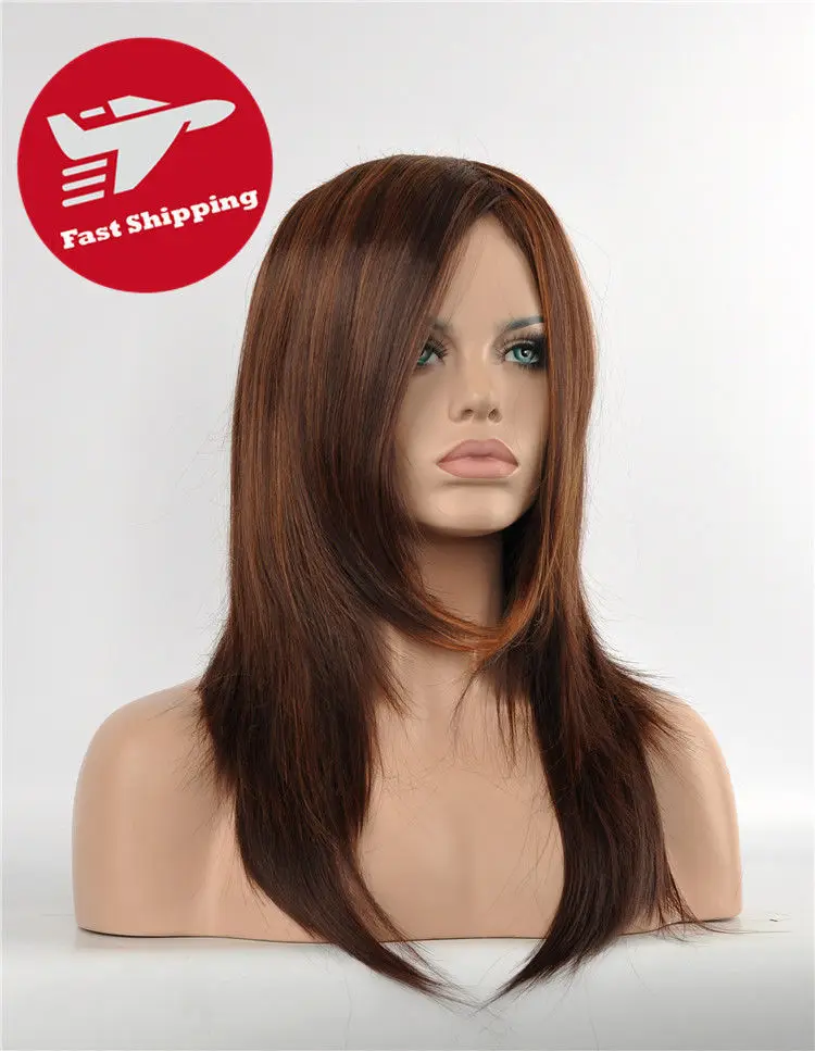 song wig.02470 good Women Lady Heat Brown Long Pretty Cosplay Party Straight Full Hair Wigs |