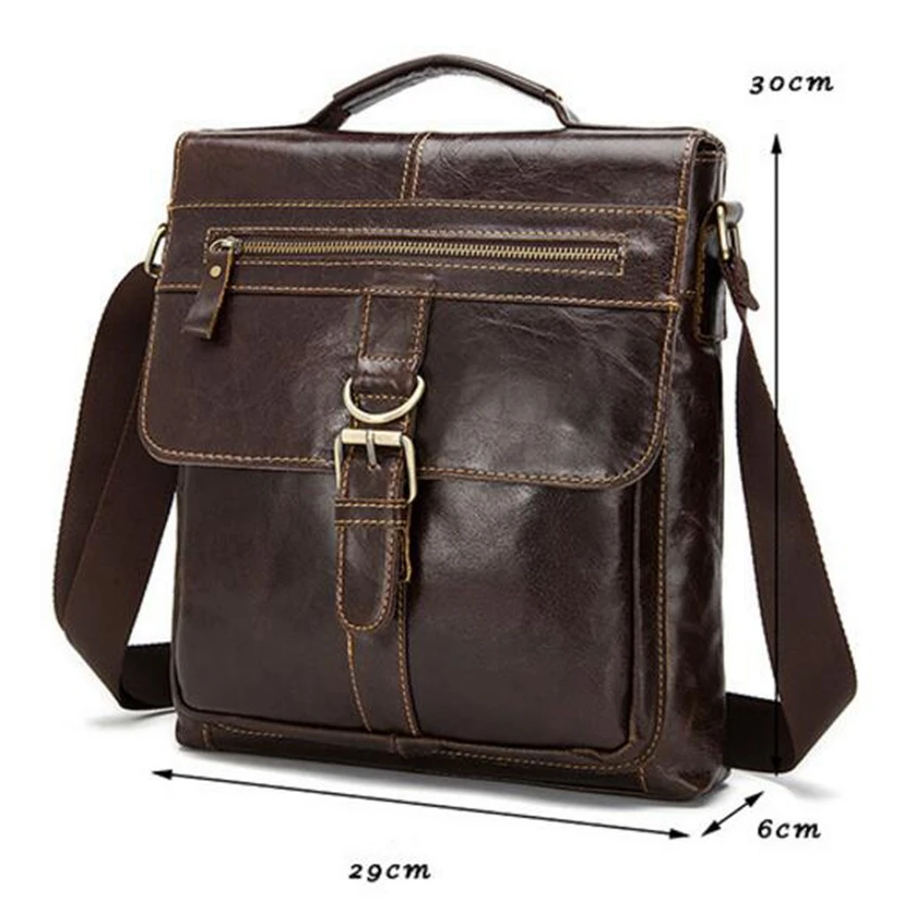 Брендовая мужская сумка через плечо из натуральной воловьей кожи мужские