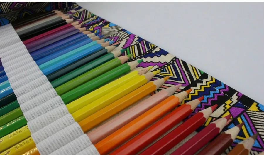 Hot selling canvas large capacity handmade bag pencil case curtain 36/48/72 colored pencils big box children painting | Дом и сад