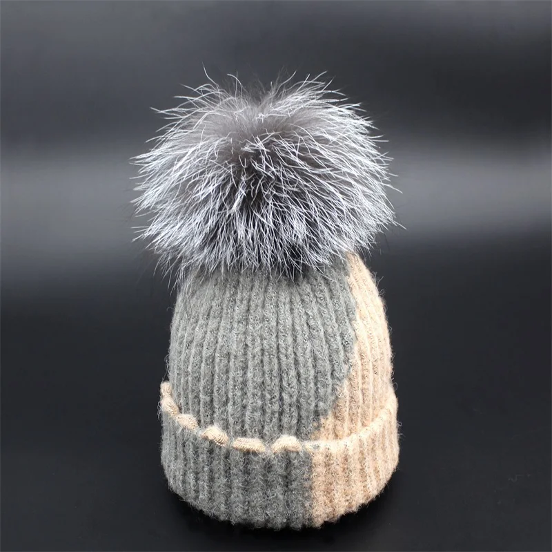 Милые вязаные шапочки, детская зимняя шапка, детские шапки gorro, шапки из натурального меха серебристой лисы для девочек