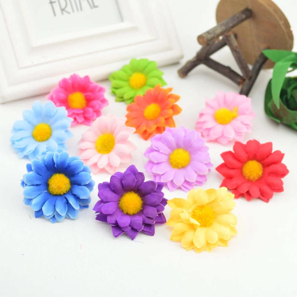 30pcs Small Silk Sunflower Handmake Artificial Flower Head Wedding Decoration DIY Wreath Gift Scrapbooking Craft Fake | Дом и сад