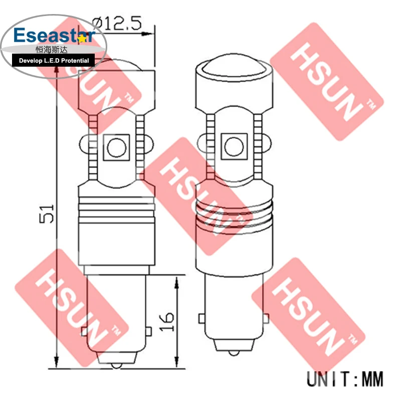 2 шт./лот eseastar 25 Вт светодиодный прожектор bses BA9S/BAY9S Высокая мощность LED T4W авто свет