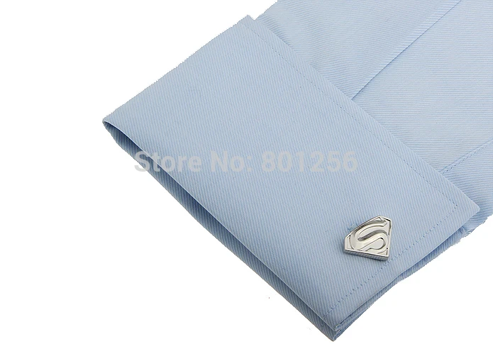 Бесплатная доставка мужские запонки Супермен Серебряный Цвет Новинка комикс