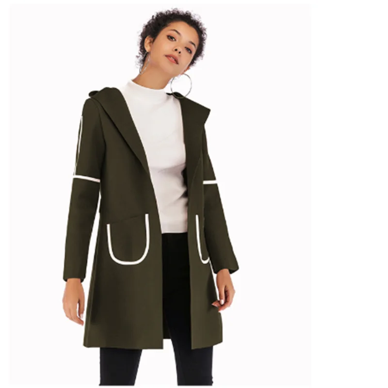

Open Stitch Black Piece Casual Fashion Coat Plus Size 2019 Sprint Solid Long Spring Coat Women