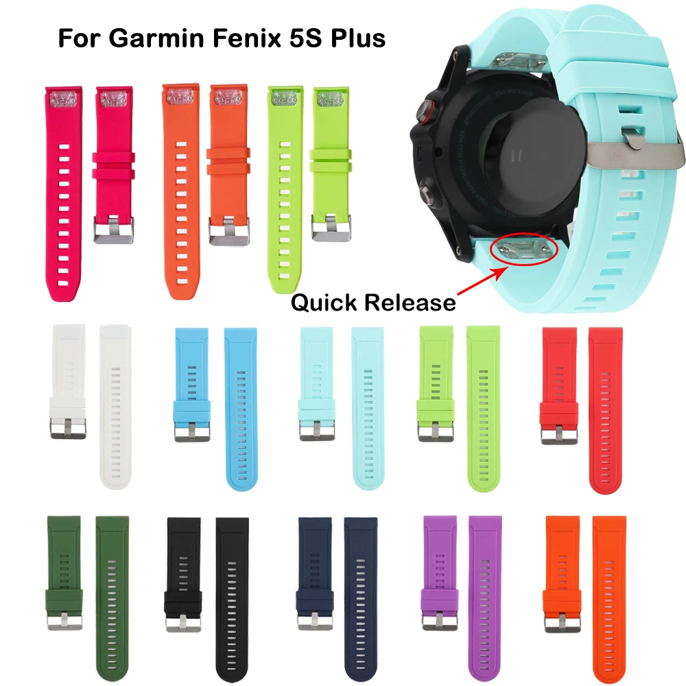 Ремешок 20 мм для наручных часов Garmin Fenix 5S Plus быстросъемный силиконовый легко