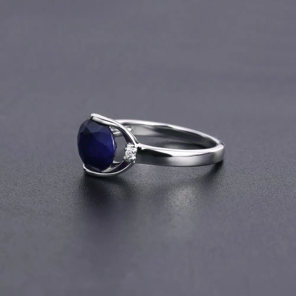GEM'S балетное Новое 3.24Ct натуральные кольца с голубым сапфиром Настоящее 925 пробы Серебряное классическое овальное кольцо для женщин юбилей прекрасный подарок