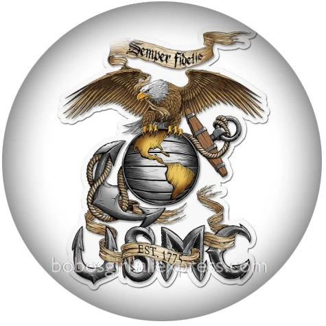 Usmc морская армия стеклянная кнопка оснастки ювелирные изделия DIY круглые фото Кабошоны с плоской обратной стороной DA1298 - Окраска металла: A7552
