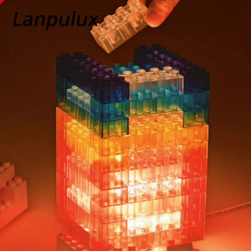 Lanpulux красочные строительные блоки светодиодная игрушка Сделай Сам детская