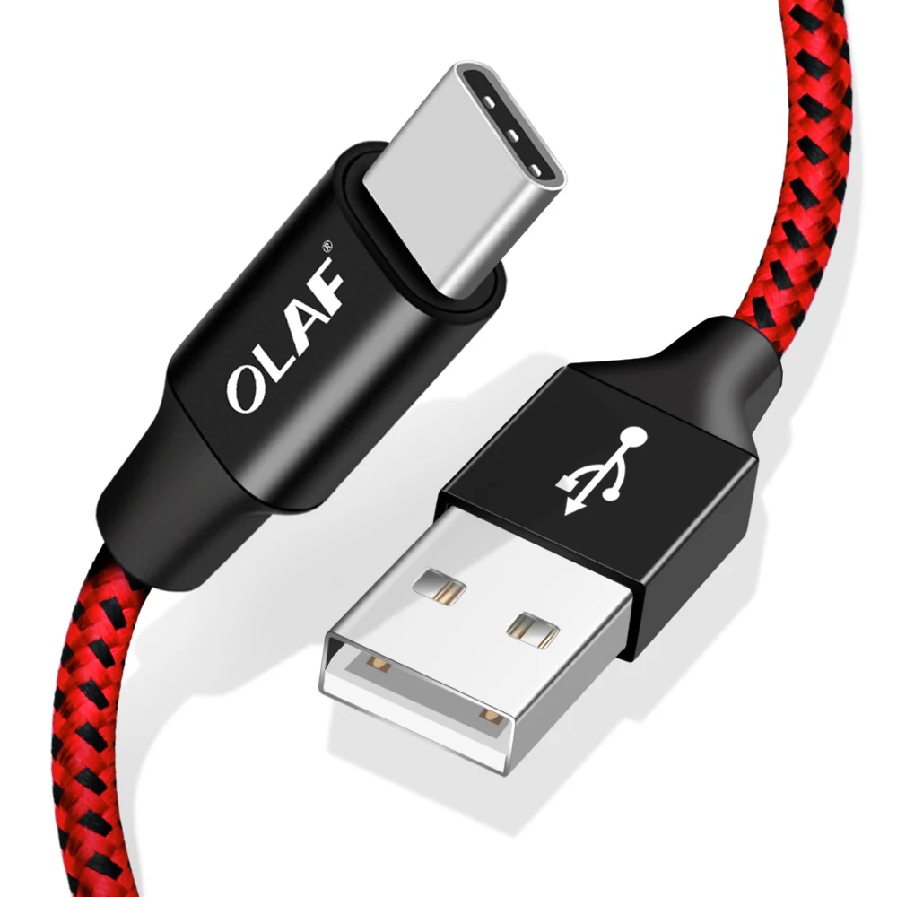 Олаф 3 м usb type-C кабель для Xiaomi Redmi Note 7 USB-C мобильный телефон Быстрая зарядка кабель type-C для samsung Galaxy S9 S8 Plus S10 - Цвет: Red Type c