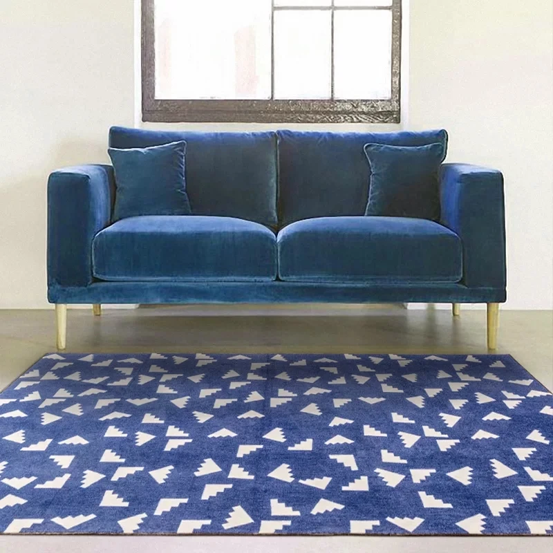 Скандинавский узор Синий Геометрический гостиная ковер в простом стиле