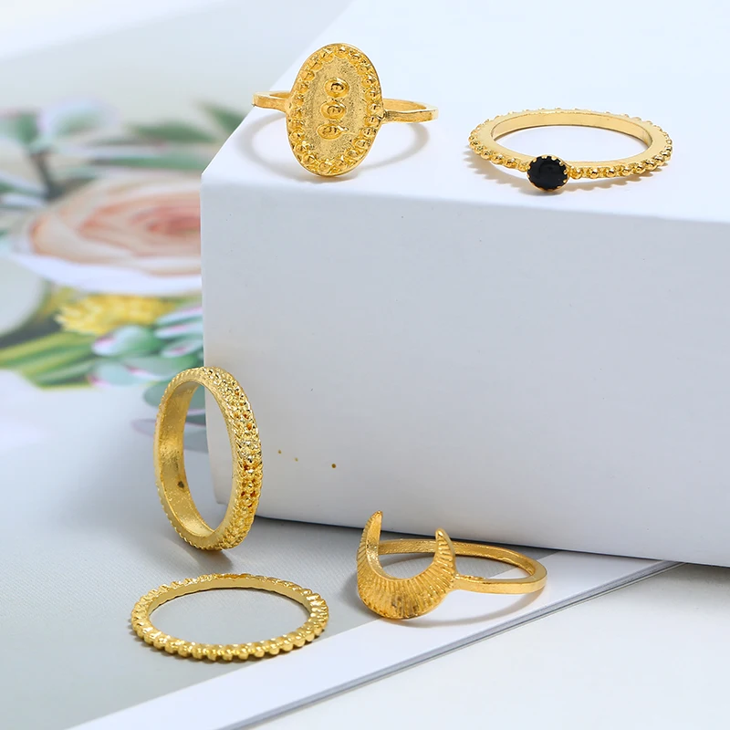 Женский винтажный набор колец MESTILO золотого цвета с овальным полумесяцем 5