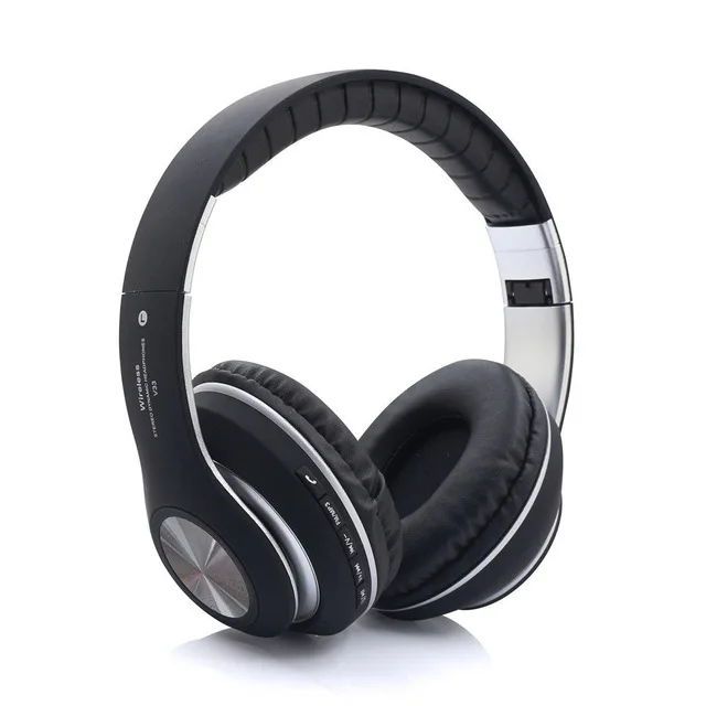 black Складные беспроводные Bluetooth наушники гарнитуры регулируемые наушники стерео наушники с микрофоном для ПК мобильного телефона Mp3 - Цвет: black