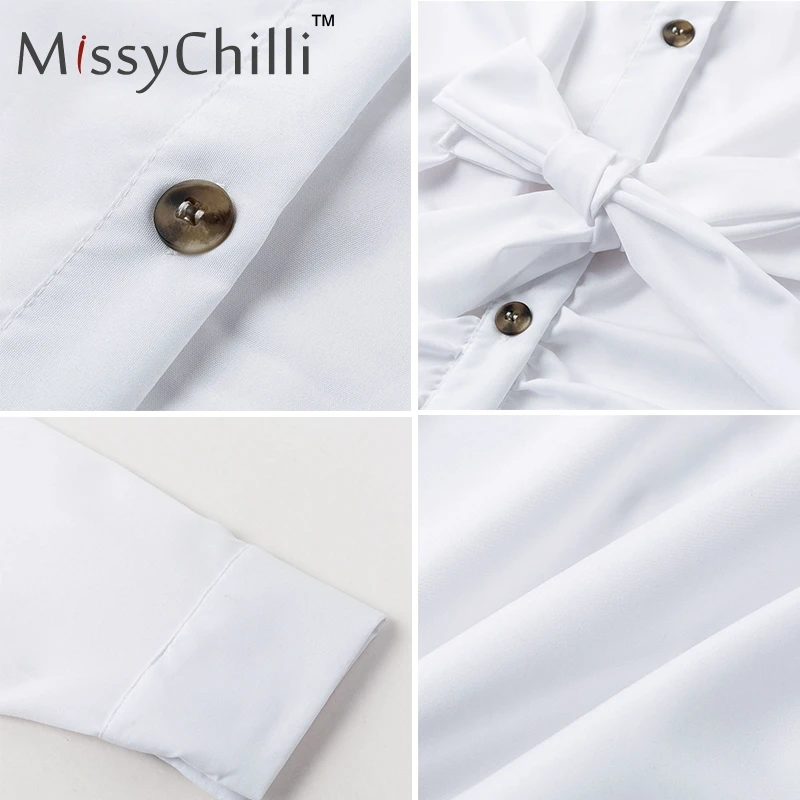 Женское платье с длинным рукавом MissyChilli белое на кнопках повседневное элегантное