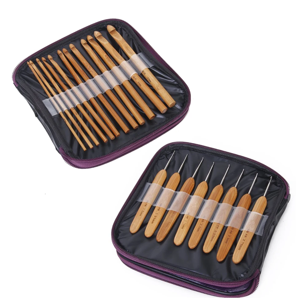 

Hot 20Pcs Bamboo Crochet Hooks Knitting Needles Set with Case