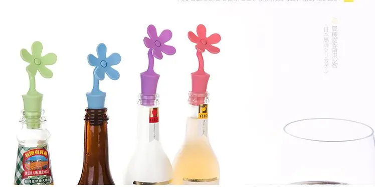 Creative Flower Design Bottle Stopper Colorful Silicone Wine Stopper Vacuum Sealed Champagne Drinks Bottle Caps Wine Pourer Stop