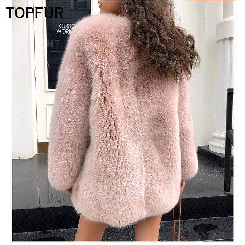 Женское пальто с натуральным лисьим мехом роскошная зимняя верхняя одежда из