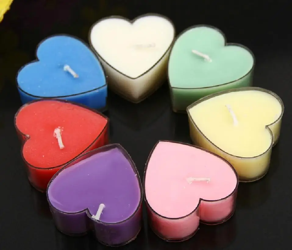9 шт. в наборе романтический Свеча сердце для свадьбы Дешевые Беспламенного