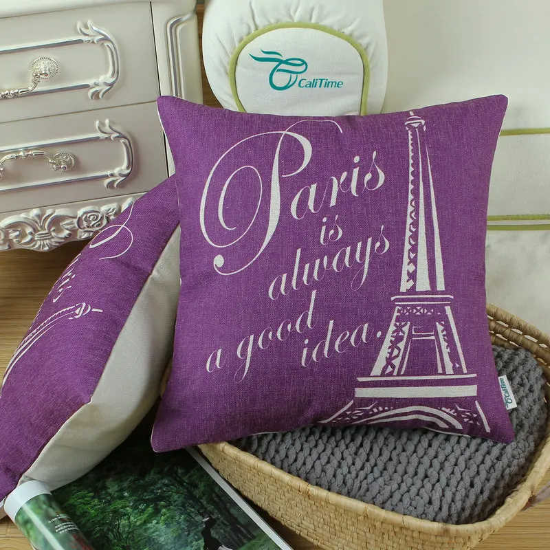 CaliTime фиолетовые декоративные подушки Подушка раковина чехол домашний диван