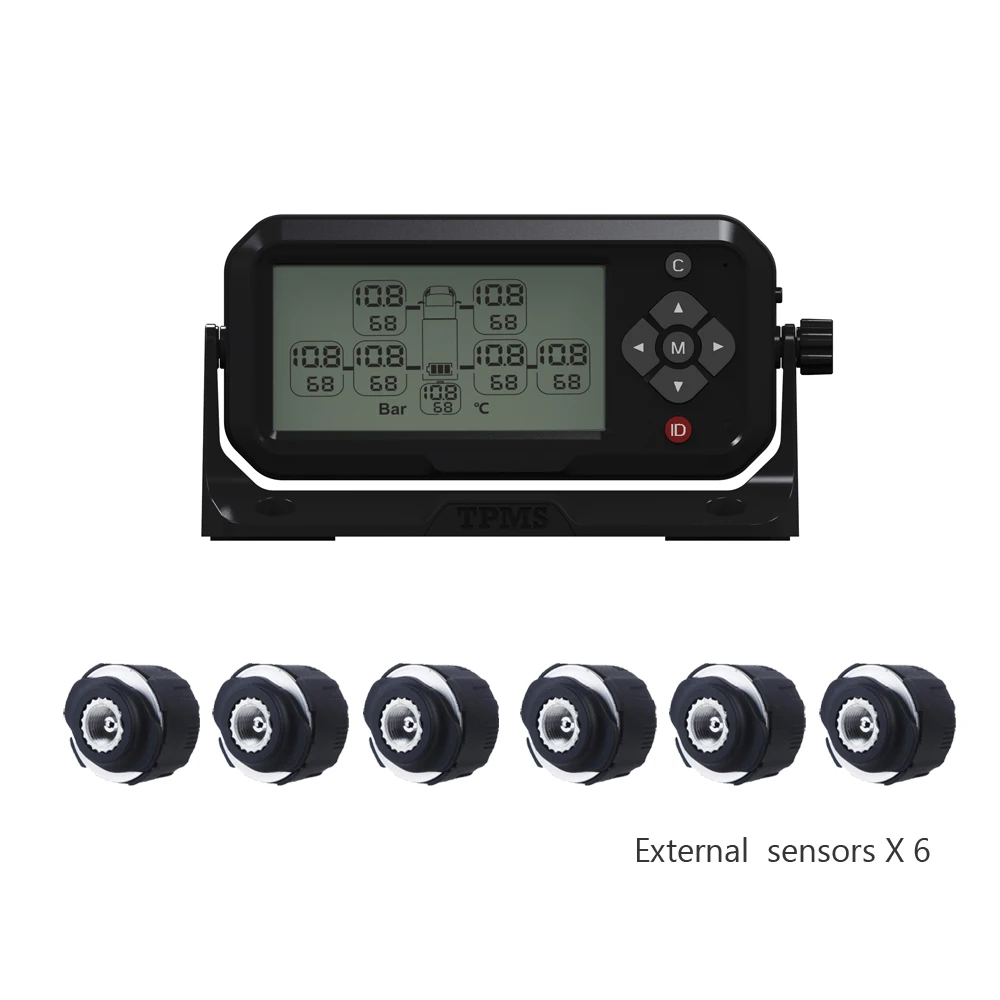 External EANOP грузовик автомобиль беспроводной TPMS ЖК-дисплей в режиме реального времени система мониторинга давления в шинах 6 шт. внешние внутренние датчики для 6 шин - Цвет: External