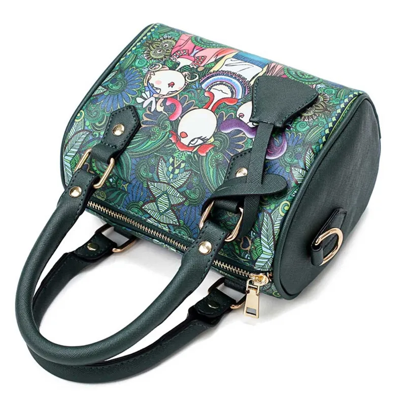 Модная женская кожаная сумка мессенджер в этническом стиле Сумка с принтом виде