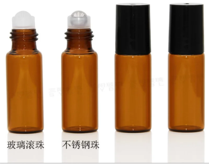 5 мл Стекло ролл на бутылку с Нержавеющая сталь небольшой ролик Эфирные масла