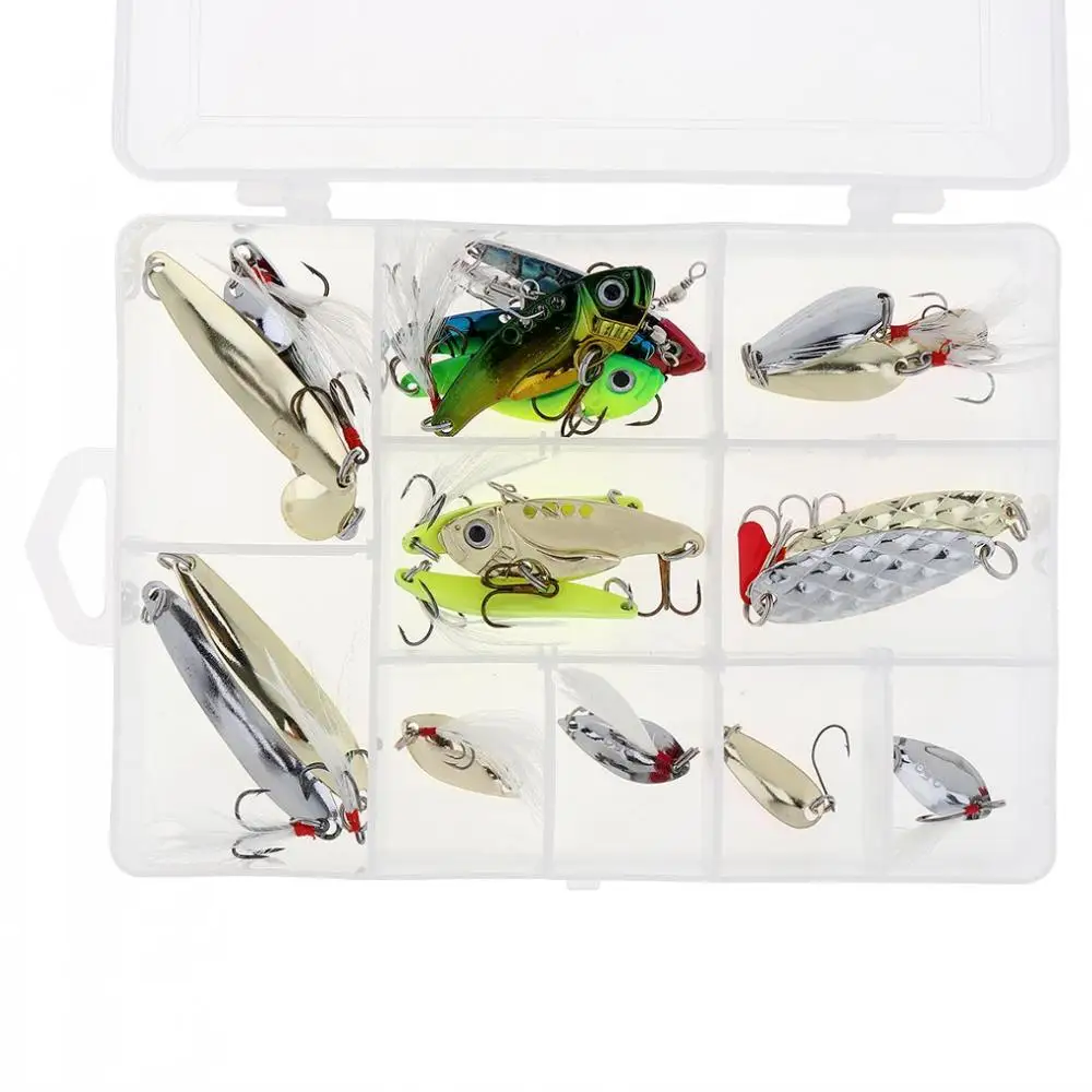 21 шт./компл. набор металлических приманок ложка для рыбалки ВИБ морские басы