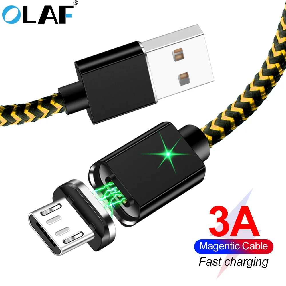 Магнитный кабель Олаф 3A для iPhone X 8 7 Micro usb type C кабель передачи данных для быстрой зарядки для samsung Xiaomi huawei магнитное зарядное устройство