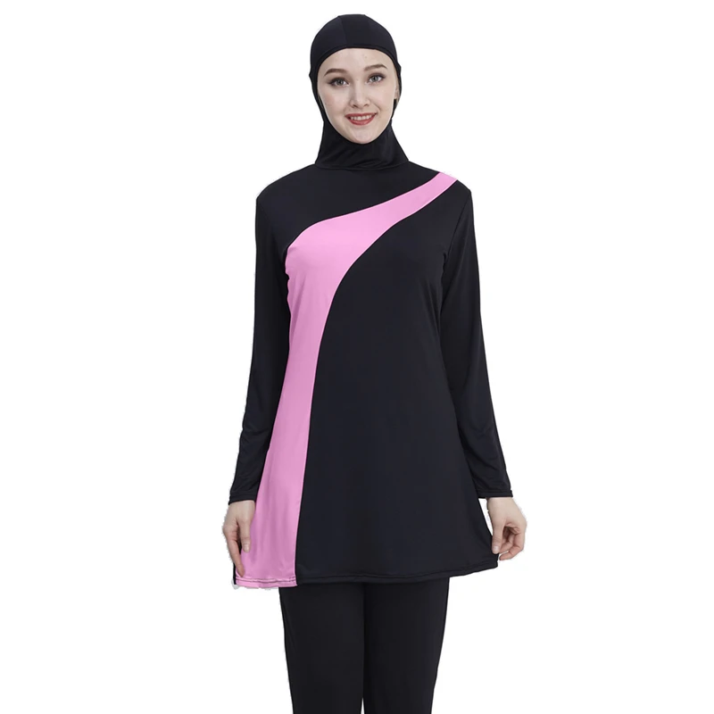 3XL, длинный рукав, Мусульманский купальник размера плюс, купальники, мусульманские купальники для женщин, нейлон, Burkini, купальник, maillot de bain femme musulmane - Цвет: pink