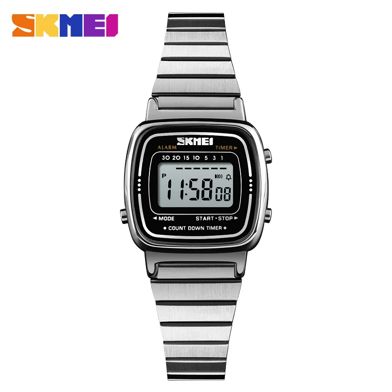 Silver Watch SKMEI женские часы модные женские роскошные часы водостойкие нержавеющая сталь цифровые наручные женские часы Relogio Feminino - Цвет: Silver Watch