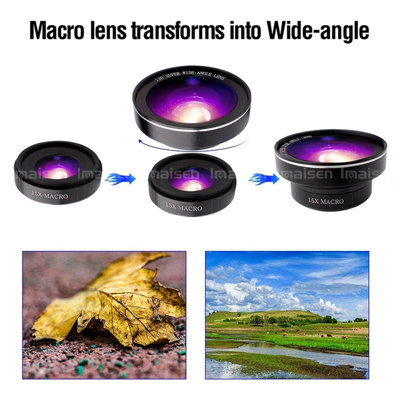 HD Professional 2 IN 1 Camera Lens Wide Angle + Macro For Mobile Phone | Мобильные телефоны и аксессуары