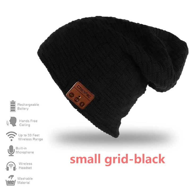 Bluetooth-hat-black Bluetooth Beanie Смарт зимняя вязаная музыкальная шапка Беспроводные наушники уникальные рождественские Tech подарки для подростков молодой мальчик девочка - Цвет: Bluetooth-hat-black