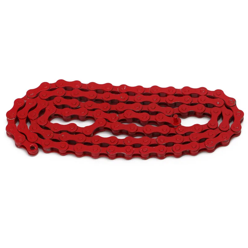 red 1/" X 1/8" велосипедная цепь Многоцветный односкоростной стальной велосипед 96 звеньев цепи горный велосипед - Цвет: red