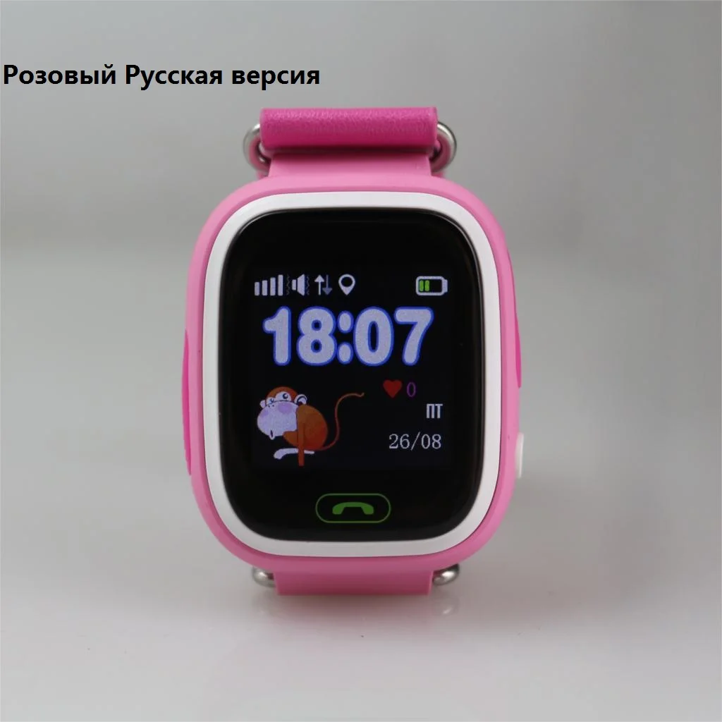 Russian Pink q90 Детский Q90 сенсорный экран wifi умные детские часы устройство поиска местоположения gps трекер детские gps часы телефон для детей PK Q100 - Цвет: Russian Pink q90
