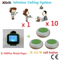 wireless buzzer bell system newest calling button waterproof set including watch pager receiver 433 92mhz1 watch10 button