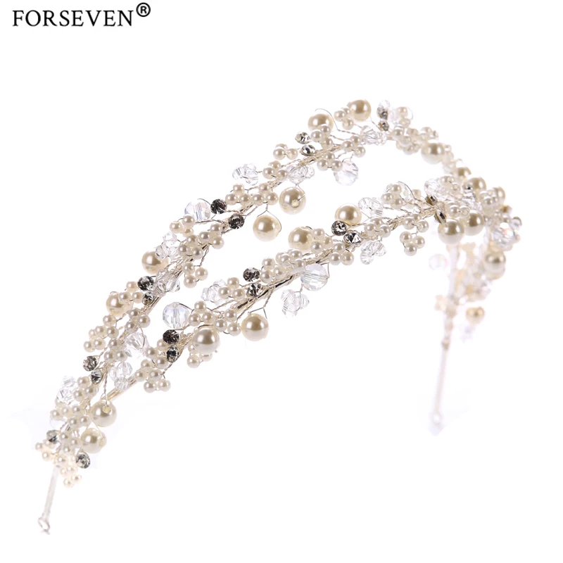 

Alloy Bride Pearl Elastic Hairbands for Wedding Hair Jewelry Accessories Women Wedding Tiaras Headband Pearl Headdress