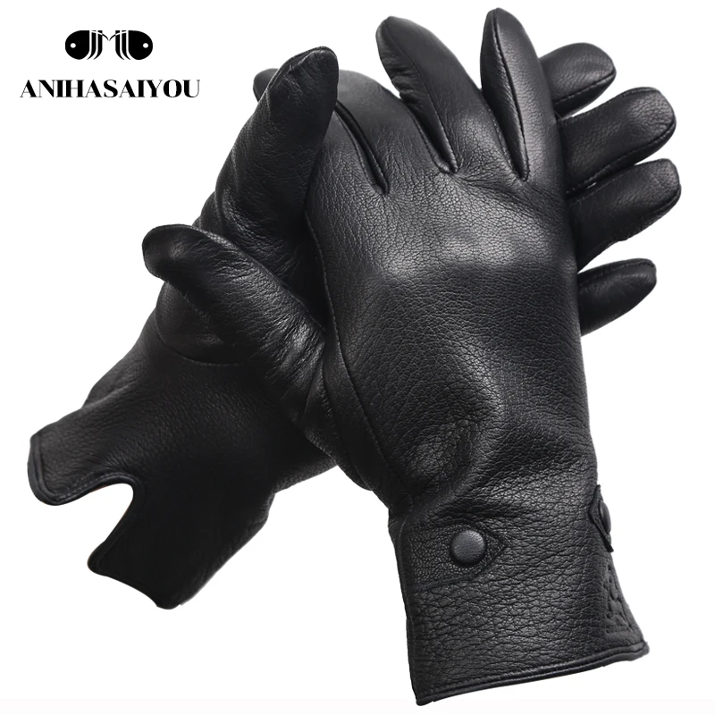 Новые кожаные зимние варежки из овчины для женщин высококачественные теплые